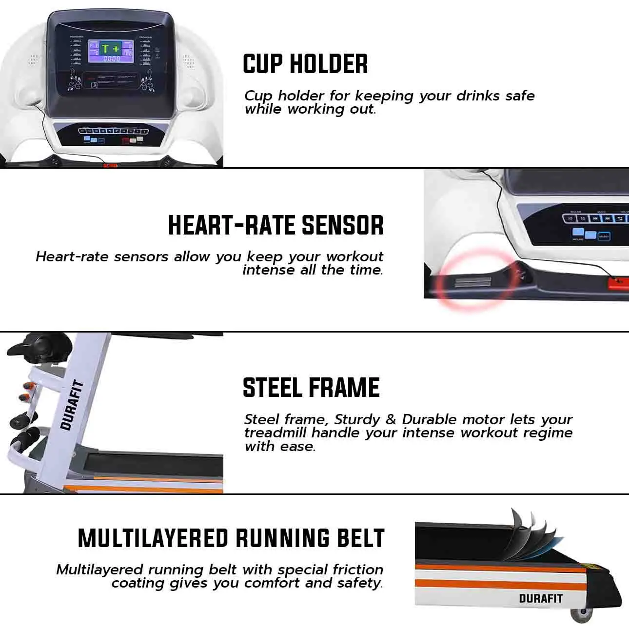 Durafit Ranger Multifunction Treadmill with Heart Rate Sensor