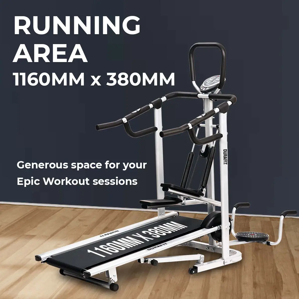 Durafit Manual Treadmill Hmtm1 with larger running area