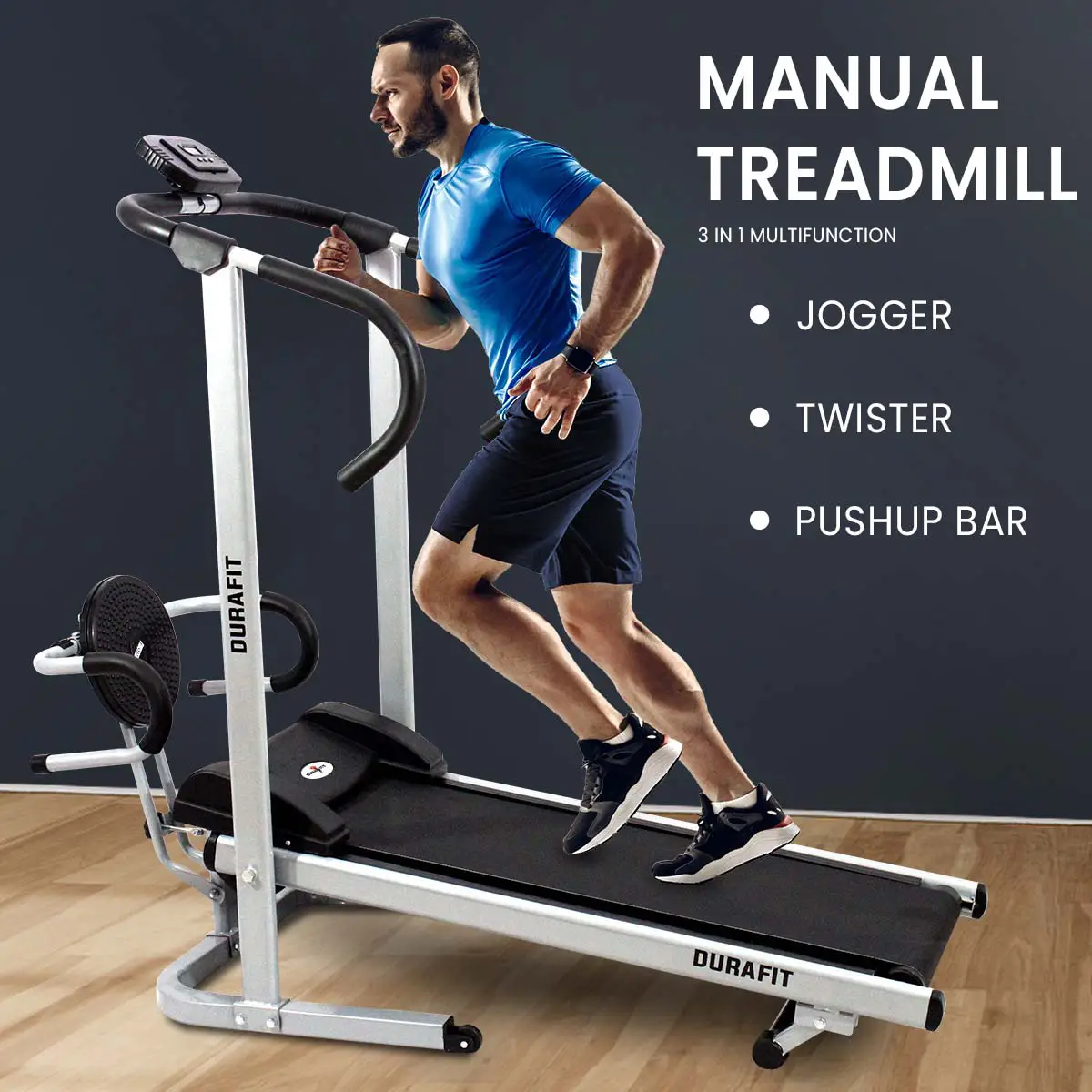 Durafit Manual Treadmill Hmtt1 3 in 1 multifunction