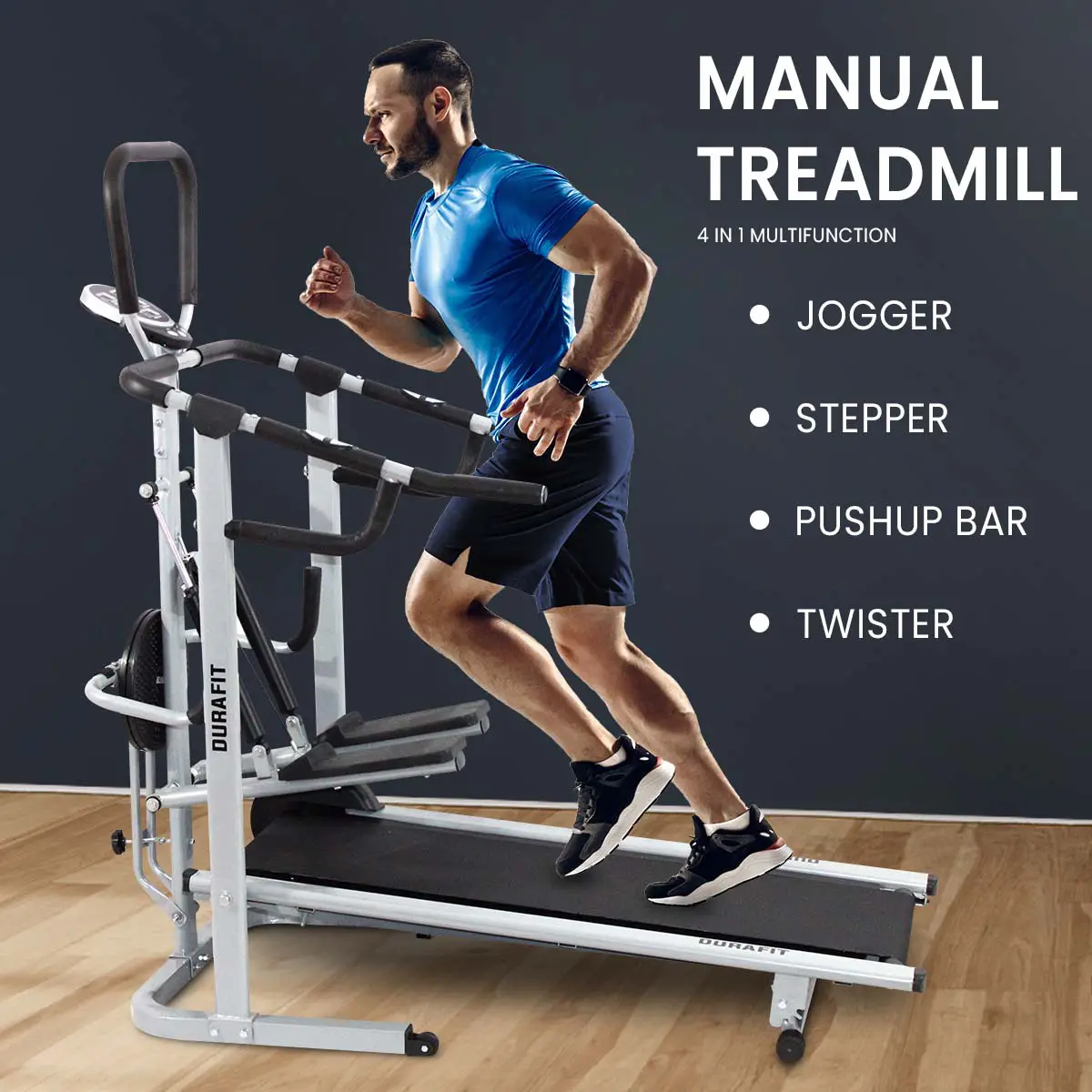 Durafit Manual Treadmill Hmtm1 with 4 in 1 multifunction