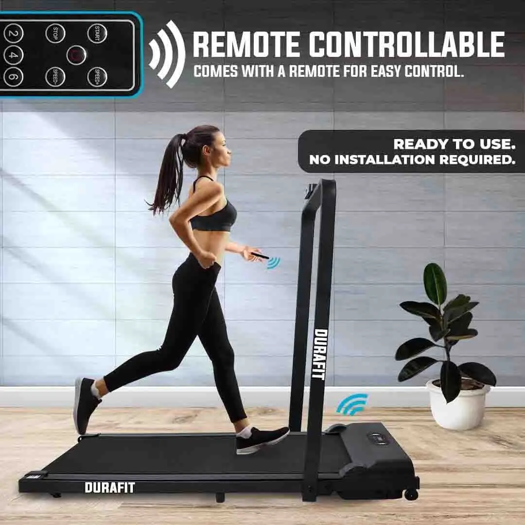 Durafit Compact Black Treadmill with remote control