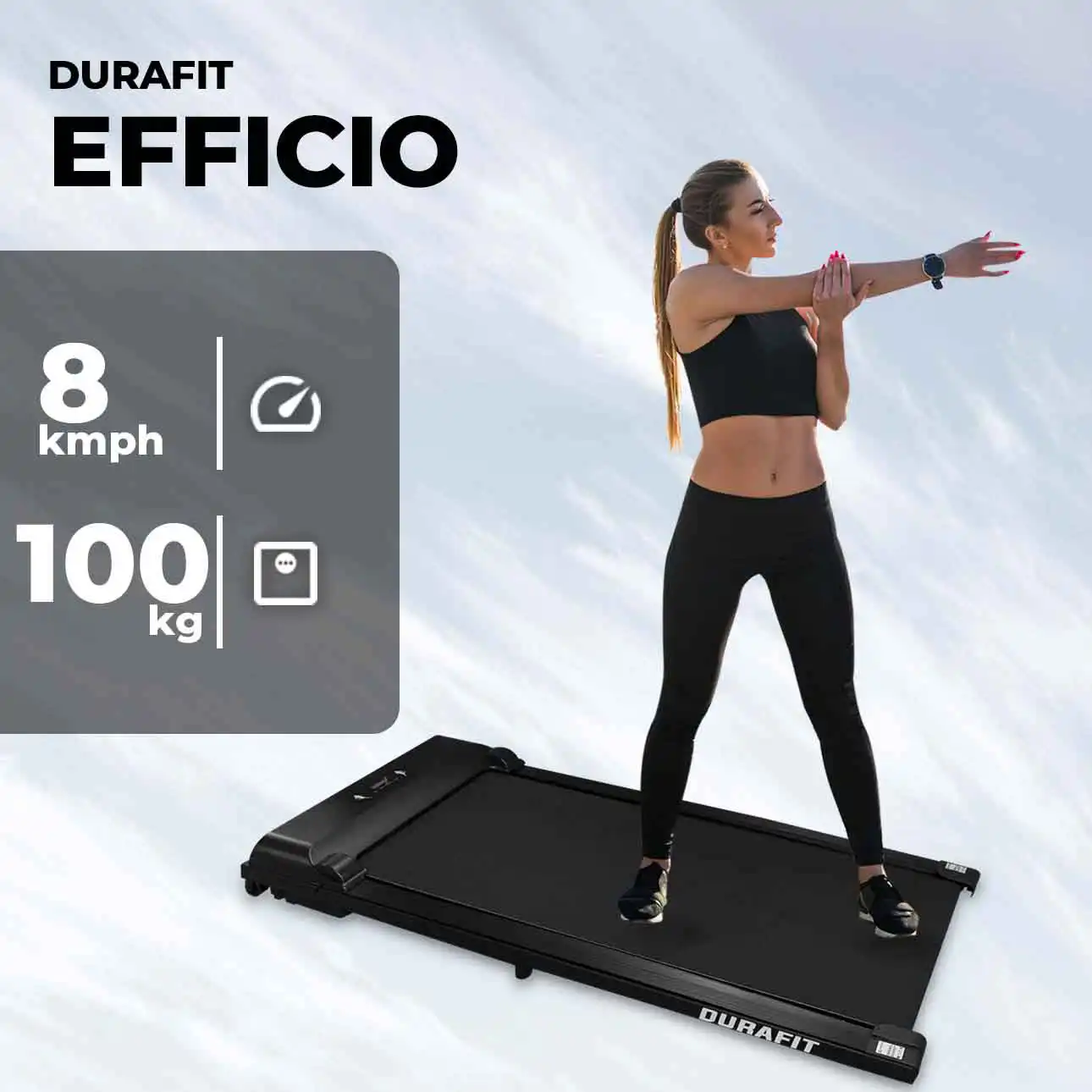 Durafit Efficio Black Treadmill with 8kmph and 100kg user weight