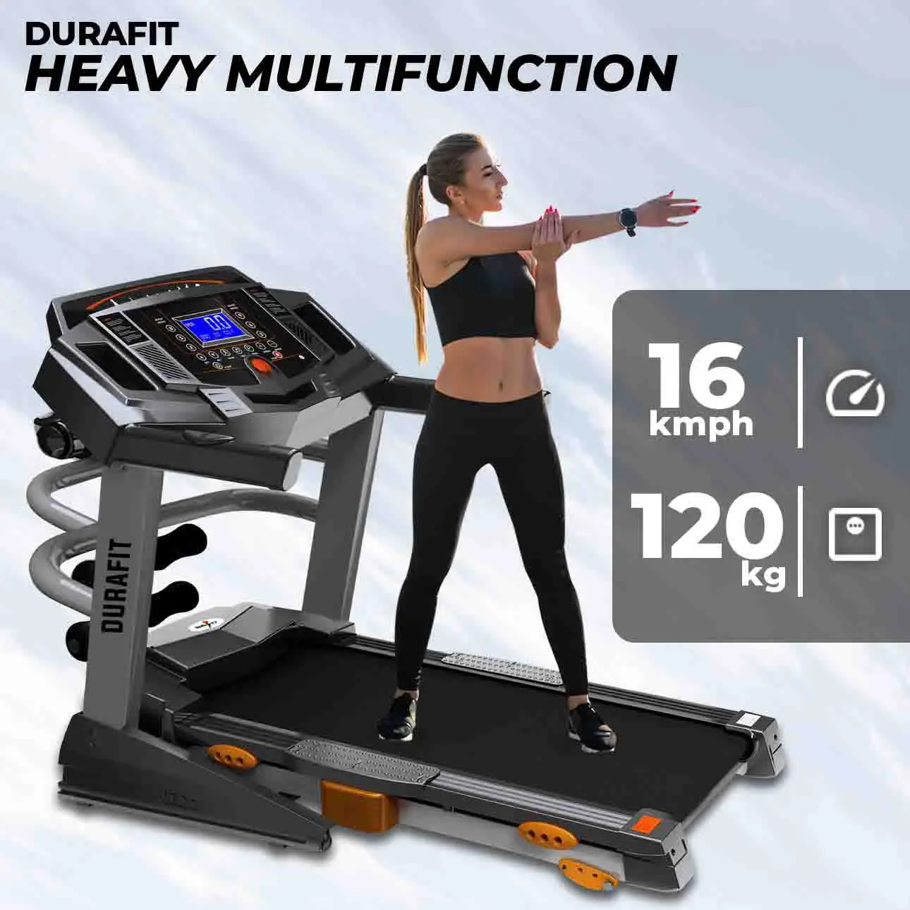 Durafit Heavy Multifunction Treadmill with 16Kmph  max speed 