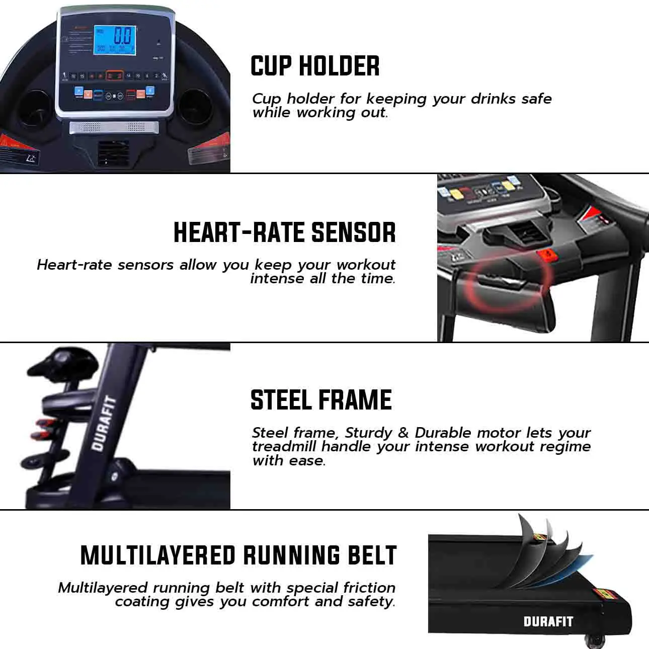 Durafit Panther Multifunction Treadmill with Heart Rate Sensor