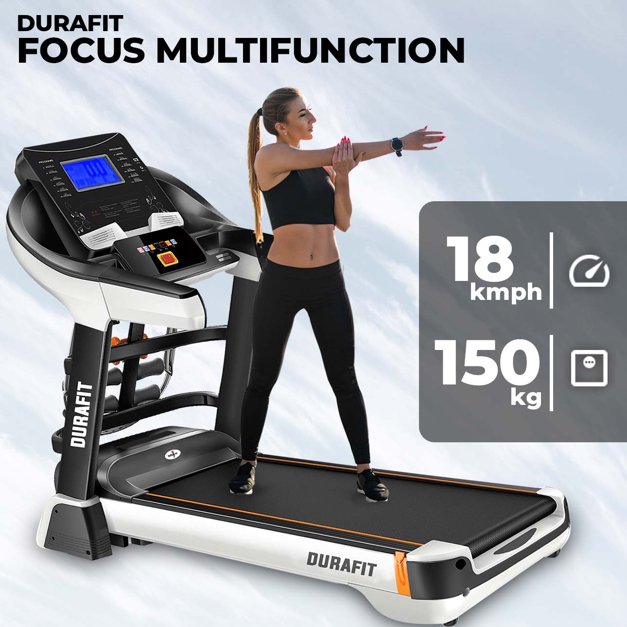 Durafit Focus Multifunction Treadmill with 150kg Max user weight