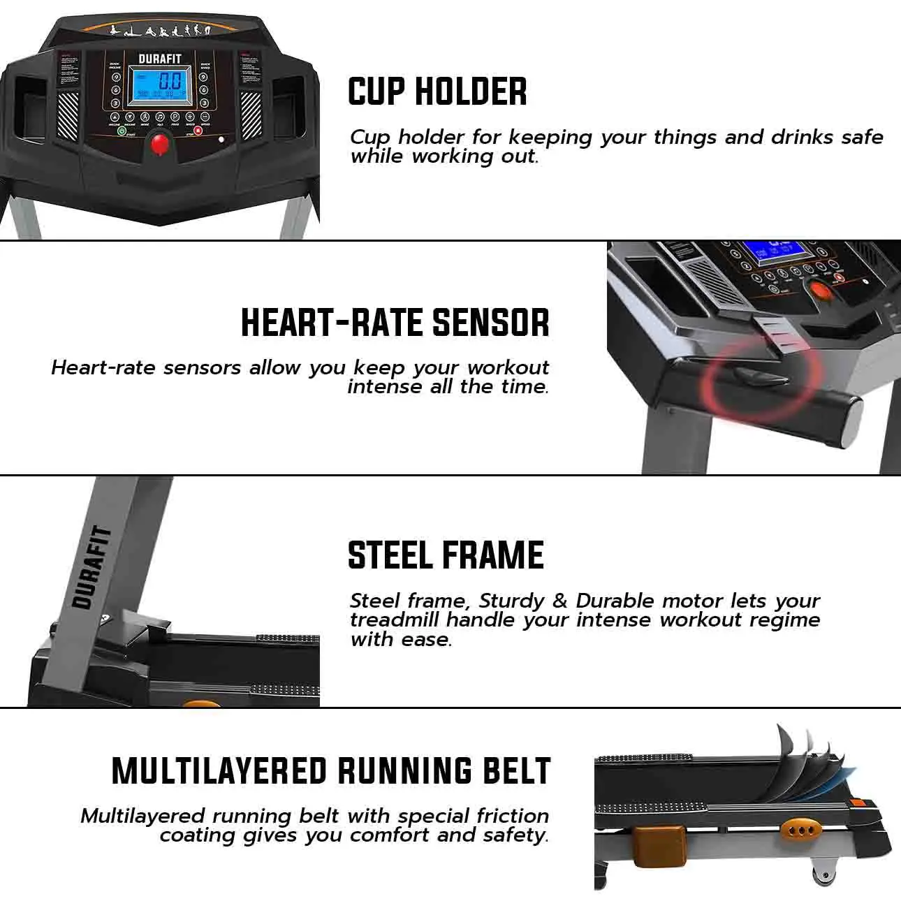 Durafit Solid Treadmill with Heart Rate Sensor